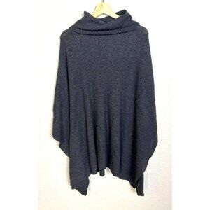 Halogen Women's Poncho Cashmere Wool One Size Gray Turtleneck Old Money